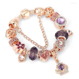 Braccialetti con ciondoli Yexcodes Stile europeo Serie oro rosa Temperamento Corona viola Ciondolo Bracciale da donna Regalo Spedizione diretta