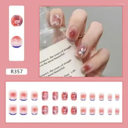 Nail Art Kits Fashion French Nails For Women Simple Pink Ins Style Fake Acrylic Full Tips False Press On Dating Accessorie