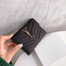 Mode Wallets gesteppte V-förmige Lederklappe Brieftasche Solid Card Slot Tasche Cluth Handversuch