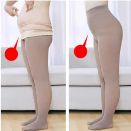 Women's Leggings 90G 260G 360G 420G New Legs Fake Translucent Warm Fleece Soft Leggings Thick Stretchy For Women Fashion Plus Size 60-90KG Sexy T221014