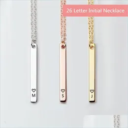 Pendant Necklaces Letter Necklace Fashion Initial Letters A-Z Alphabet Bar Love Pendant Sier Rose Gold Color Women Men Jewelry Nj0Om Dhade