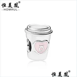 Charms 100% 925 Sterling Sier Ta en paus Coffee Cup Charm Fit Original Europeiska armbandsmycken Tillbeh￶r Drop Delivery DHXPX