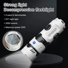 Hush￥llens diverse nya Rong Light Flashlight Manker Time Scroll 3 EDC Spinner Spela med dekomprimering utomhus ficklampor Emergency Lights