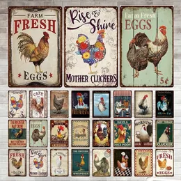 Fresh Eggs Metal Paintings Tin Sign Farm Shop French Cafe Milk Home Wall Decor Vintage Poster Plates Happy Chicken Retro Plaque Cafe Iron Plaques Stickers
