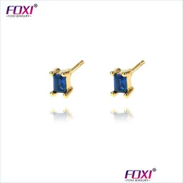 Stud 925 Sterling Sier Colorf Rainbow Square Stud Earring White Purple Gemstone Piercing Ohrringe Pendiente Fine Jewelry Drop Delivery Dhvcd