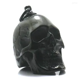 Anhänger Halsketten Männer 316L Edelstahl Polieren Cool Gothic Schwarz Crack Skull Geschenk