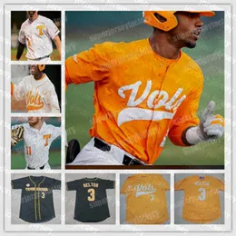 Camisas de beisebol novas roupas de beisebol universitário personalizadas Voluntários do Tennessee da NCAA Camisa costurada de beisebol 3 Todd Helton 11 Yan Gomes 19 Matt Duffy 21 Eric Gillia