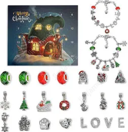 Calendario dell'Avvento natalizio Bracciali Conto alla rovescia Gioielli fai-da-te Fascino per bambini Regali a tema natalizio 360 pezzi DAJ498