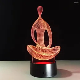 Gece Işıkları 3D Visual 7 Renk Yoga Lambası LED çocuklar için LED USB Masa Lampa Lampe Baby Uyuyan Gece Işığı Işığı