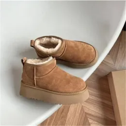 2022 Ultra Mini Platform Boot Designer Woman Winter Ankle Australia Snow Boots Thick Bottom Real Leather Warm Fluffy Booties with Fur Size 35-43