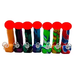 Färgglad specialstil Bong Down Stem Filter Pipes Portable Silicone Waterpipe Bubble Dry Herb Tobacco Bubbler Smoking Hosah Cigaretthållare DHL