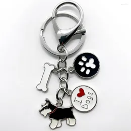 Kliny Wykwintne szkliwo kolor metalowy czarny schnauzer pies pies wisiorek kluczowy pierścień homar