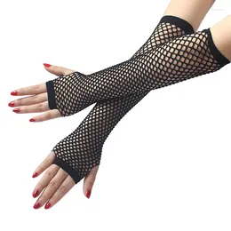 Knee Pads Long Black Fishnet Gloves Womens Mesh Fingerless Punk Girls Dance Gothic Rock Costume Fancy Lace