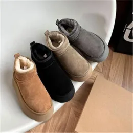 2022 New Arrival Winter Ultra Mini Platform Boot Designer Ankle Snow Fur Boot Brown Australia Warm Booties For Woman Real Leather EU35-43