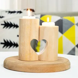 Kerzenhalter, romantisches Licht, dekoratives Holz-Teelichthalter-Set, Einheitsherz-Sockel für Heimdekoration