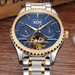 腕時計多機能Hombre Relogio Switzerland Carnival Diamond Men Watches Skeleton Tourbillion Watch C8731-2