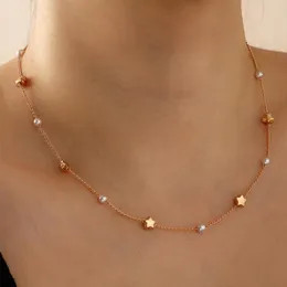 Kedjor p￤rlor halsband mode kvinnors nackkedja choker guld f￤rg faux p￤rlhalsband