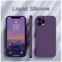 1DS New Square Liquid Silicone Phone Cases for iPhone 11 12 13 14 Pro Max Mini X XS Max XR 7 8 Plus SE2 COMPATE CASE