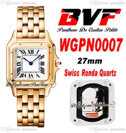 BVF WGPN0007 Szwajcarski kwarc Ronda Panie Watch 27 mm 18k Rose Gold White Dial Czarna rzymska bransoletka ze stali nierdzewnej Watche Super Edition Puretime D4