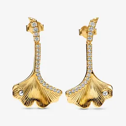 925 Sterling Silver Ginkgo Flying Stud Earrings Fashion Women Wedding Engagement Jewelry Accessories