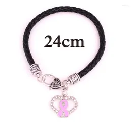 Braccialetti con ciondoli Bracciale alla moda per donna Uomo a forma di cuore con motivo a nastro Ciondolo con cristalli Quattro tipi di catena in pelle