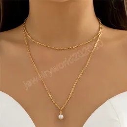 Collana con ciondolo di perle d'imitazione creativa per le donne, regalo di gioielli estetici con catena di paillettes Kpop da sposa