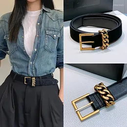 Belts Nuleez Brand Belt Women Genuine Cowhide Pure Golden Copper Buckle Letters Suede 3 CM Fashion For Dress And Jeans Classical WaistBelts