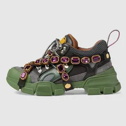 Flashtrek Designer Ayakkabıları Söndürülebilir Kristal Loafers Moda Lüks Kadın Danteller Kutusu Erkek Kadınlar 35-45 Boy