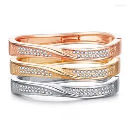 Bangle ornapeadia som s￤ljer armband kreativa damer smycken minimalistisk m￥ngsidig mode dubbel rad diamant vridna v￥gor