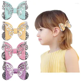 Accessoires cheveux mignon papillon arcs avec Clips pour bébé fille paillettes paillettes pince à la main épingle à cheveux Barrettes princesse