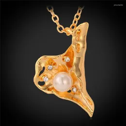 Hänghalsband söta musslor halsband guldfärg syntetiska pärlpärlor smycken gåva för kvinnor mgc p3146