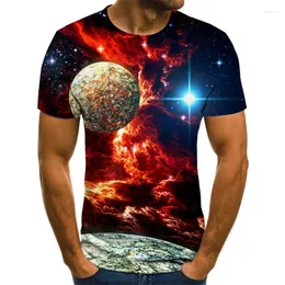 メンズTシャツ2022夏の星空3DプリントTシャツカジュアルヒップホップトップ面白いストリートウェア男性サイズXXS-6XL