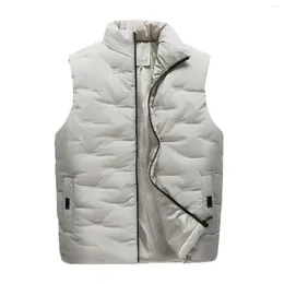 Men's Tracksuits Men's Casual Padded Vest With Zipper Stand Collar Pocket Long Sleeve Solid Winter Warm Hooded Jacket