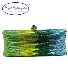 Luxury Green Flower Crystal Clutches Torby na imprezę dla kobiet przyjęte ślubne wesele