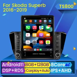 Araba DVD Radyo Multimedya Video Oyuncu Skoda için Superb 3 2015-2019 Tesla Tip Navigasyon GPS Stereo