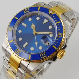 Zegarek 40 mm niebieski luksusowy luksus zegarek 316L stalowa obudowa 24 klejnoty NH35 Miyota 8215 Automatyczne szczotkowane paski ostrygowe Sapphire Szklana korona śrubowa