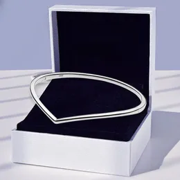 Authentische Armreifen aus poliertem Wishbone-Sterlingsilber mit Originalverpackung für Pandora-Schmuck, Damen und Mädchen, Hochzeitsgeschenk, Freundin-Armband-Set