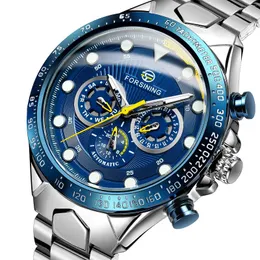 Armbanduhren FORSINING Automatische Selbstaufzug Herrenmode Business Mechanische Uhren Edelstahl Leuchtende Armbanduhr