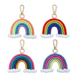 Boho Rainbow Keychain Ladies Bag Decoration Keyring Hand Woved Chiefchains Hearn