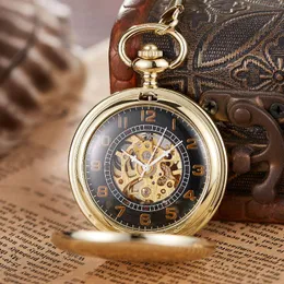 Zegarki kieszonkowe Gorben Classic Gładka powierzchnia Mechaniczny zegarek z łańcuszkiem Xmas Urodziny Ślub Dzień Ojca Prezent