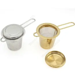 Rostfritt st￥l Guldtesfilter F￤llbar f￤llbar te infus￶rkorg f￶r tekanna Cup Teaware 300st Daw504