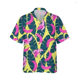 القمصان غير الرسمية للرجال Jumeast 3D Harajuku Banana Fruit Fruit Mens Hawaiian Shirt Shirt Sleeve Fashion for Men Trend Tops Streetwear