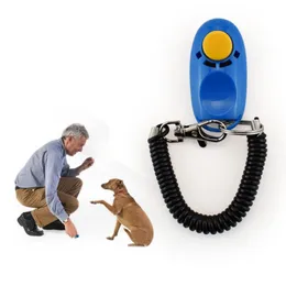 Pet Cat Clicker Dog Training Lydnad Justerbar visselpipa svar Kort Pet Trainer Assistive Guide Key Ring Dogs Pets leveranser ZXF12