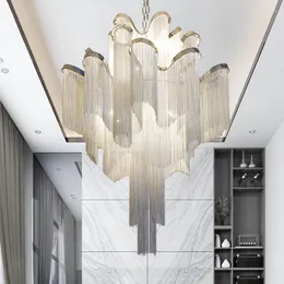 Ljuskronor nordisk tofs ljuskrona loft aluminiumkedja led minimalistisk lampa modern sovrum matsal