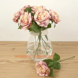 Fiori decorativi 6 colori seta artificiale rosa singola fiore domestico per muro di nozze fai da te regalo di San Valentino senza vaso