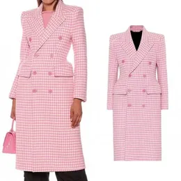 F079 Kombinezony damskie Blazery Dress Wysokiej jakości retro Businesswomen Designer Pink Pink Serie