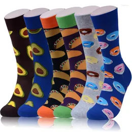 Herrensocken Männer Bunte Cartoon Avocado Donuts Hamburger Essen Mode Harajuku Lustige Hip Hop Straße Casual Happy Skate Baumwolle