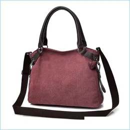 Borse portaoggetti Borsa in tela stile Europa e America Lady Mti Layers Shoder Borse Borsa portaoggetti casual in puro colore Rosso Blu 28Hj Ww Drop Dhsh4