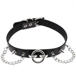 Choker ZIMNO Nieten Edelstahlketten Lederhalsband Sexy Bondage Chokers Frauen Goth Halskette 2022 Gothic Kpop Schmuck