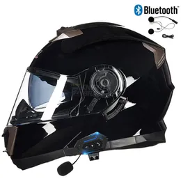 Motorradhelme GXT 160 Bright Black Safety Downhill Modular Flip Up Bluetooth Helm Hochwertige Dual Lens Motocross Racing Casque
